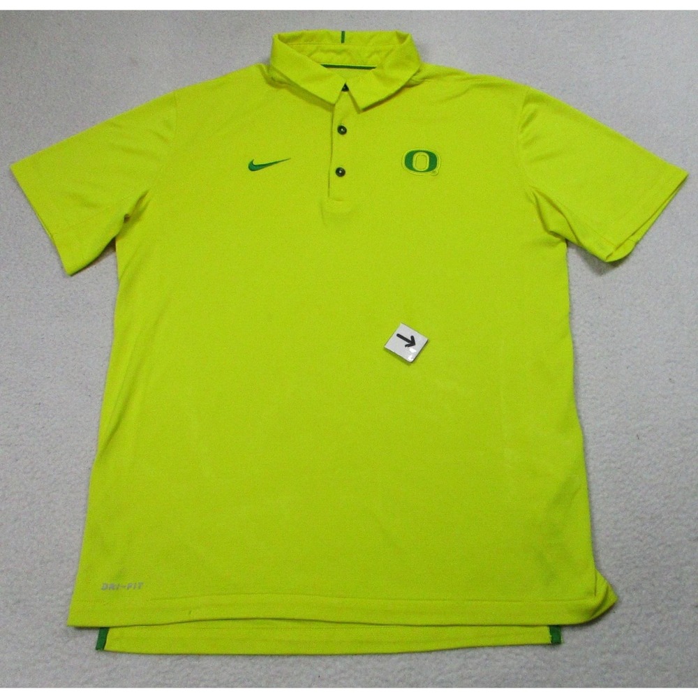 Nike Oregon Ducks‎ Shirt Mens M Yellow College Football Dri Fit Polo Performance